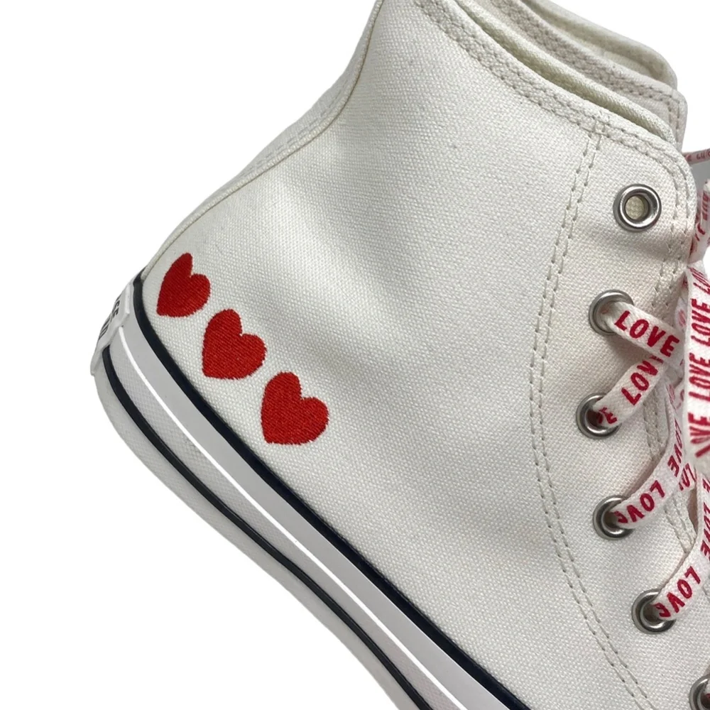 Converse Chuck Taylor High Sneakers Canvas Women's Kids Shoes Red White A02655F - Picture 6 of 10